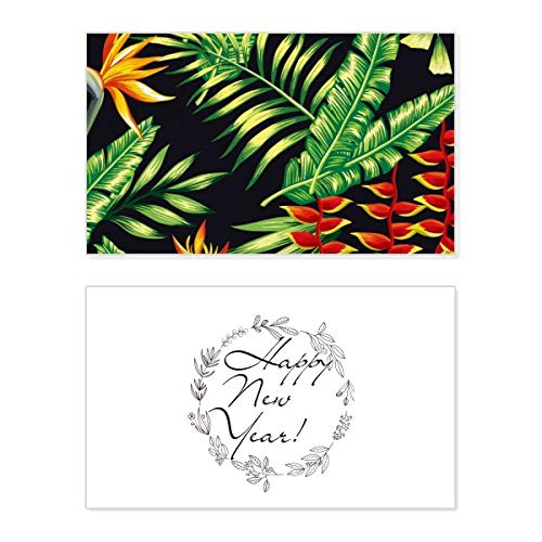 Tarjeta conmemorativa de año nuevo Tropical Leaf con ilustración Drawing Art Plant en inglés