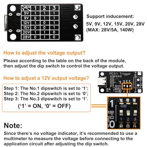 Image of 4PCS Type-C PD3.0 /3.1 QC Trigger Module 5V 9V 12V 15V 20V 28V 5A Adjustable Voltage Fast Charge Power Trigger Board USB-C Female Input