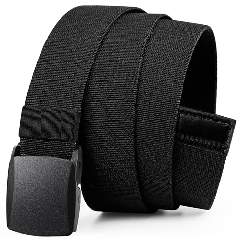 Bon4Extrao Straffes Elastischer Gürtel Herren für Arbeits, Stretchgürtel Herren 38mm für Wandern Reise Arbeitshose mit Leicht Taktische Metallfrei-Schnalle, Stufenlos Verstellbar, Schwarz