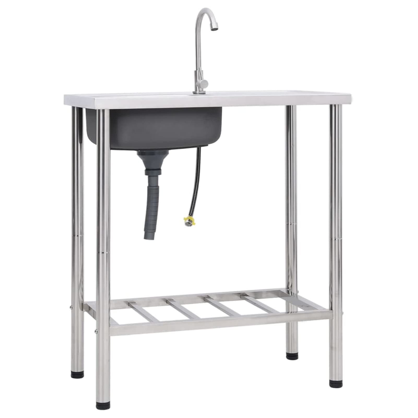 Gecheer Fregadero de Camping de Un Seno y Grifo Fregadero de Cocina Independiente Fregadero Jardin Exterior Fregadero para Jardín Exterior Barbacoa BBQ Acero Inoxidable
