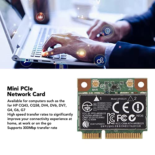 Tarjeta de Red Gavigain Mini PCIe, Adaptador NIC Inalámbrico 300M BT4.0 WiFi para HP CQ43 CQ58 DV4 DV6 DV7 G4 G6 G7 Compatible con Windows miniatura 2