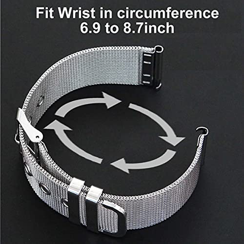 Smaate Watch Band Compatible With P22 Donerton, Popglory, Canmixs 1.4Inch; Motast Mugu Chalyh P36A P36B, Agptek Lw31 1.69Inch Smartwatch, 20Mm Wide Mesh Milanese Strap, Tang Buckle, Silver #TOP6