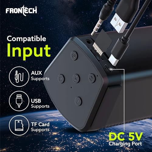 Image of FRONTECH ECHOLITE-181 Mini Soundbar Speaker with FM Radio /USB /TF /RGB Lights and Aux Support 10 W Bluetooth Speaker / 1200 mAh Battery, 1 Year Warranty (Black- SW-0181)
