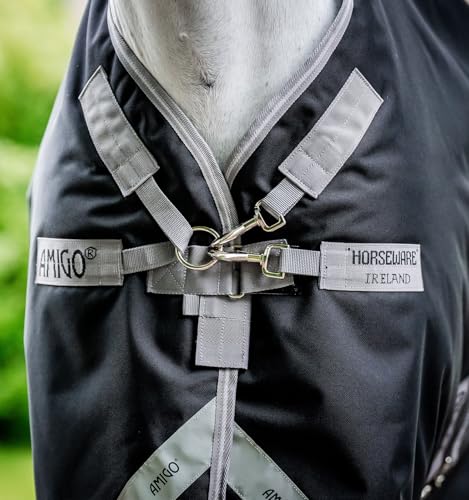 Image of Horseware Amigo Bravo 12 Plus Turnout 400g - Black /Titanium Grey & Silver, 66 inches