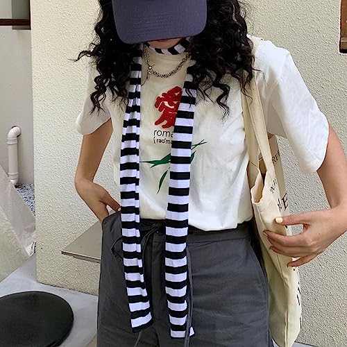 Lady Goth Harajuku Cool Scarve Style Girl Stripe Long Knitted Scarves Fashion Cloth Unisex Street Casual Neckerchief, Gray3