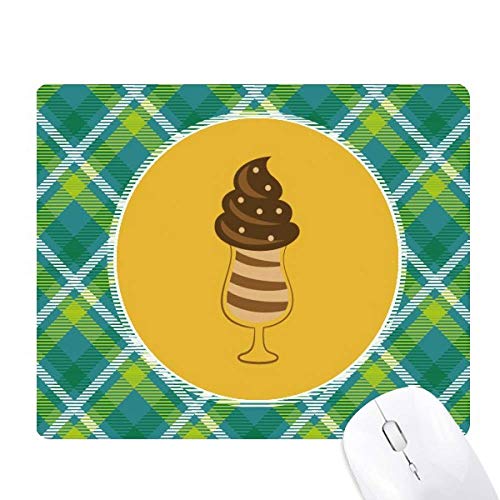 Tapis de souris pixel grille verte et coupe de crème glacée chocolat