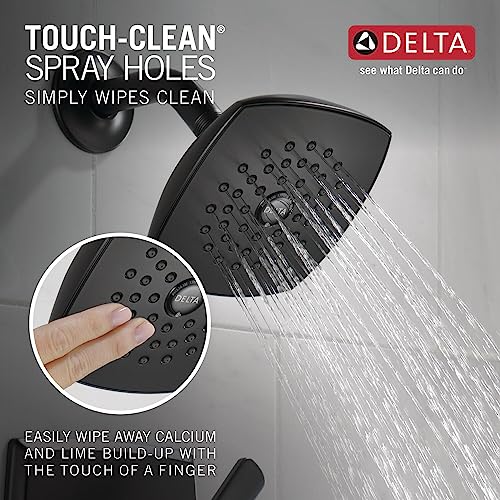 Image of Delta Faucet Ashlyn 17 Series Matte Black Shower Faucet, Tub and Shower Trim Kit with Single-Spray Touch-Clean Shower Head, Matte Black T17264-BL (Valve Not Included)