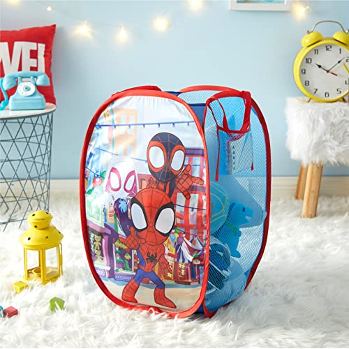 Image of Disney Jr. Spidey and His Amazing Friends Pop Up Storage and Laundry Hamper, 21 inch H x 13.5 inch W X 13.5 inch L