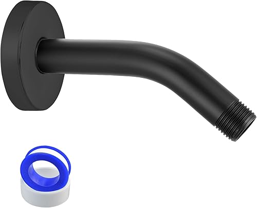 Voolan Brazo de ducha con brida y cinta de teflón, brazo de extensión para cabezal de ducha fijo de baño, acero inoxidable sólido, montado en la