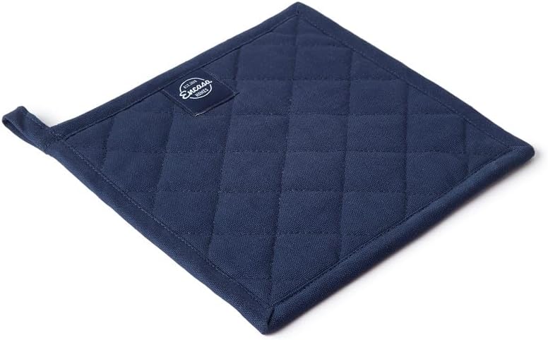 Miniatura 3 de Encasa XO Juego de 2 soportes para ollas de algodón resistentes al calor con lazo para colgar, color azul escocés, almohadillas acolchadas multiusos