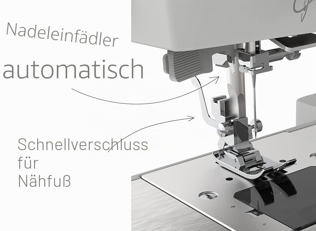 Necchi Q132A Nähmaschine, innen aus Aluminium-Druckguss, Schale aus ABS, Schwarz, Regular