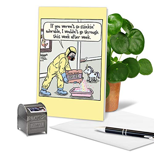 Nobleworks - 1 Funny Cartoon Birthday Greeting Card - Comic Humor, Happy Birthdays Celebration Card - Unicorn Glitter C6952Bdg #TOP2