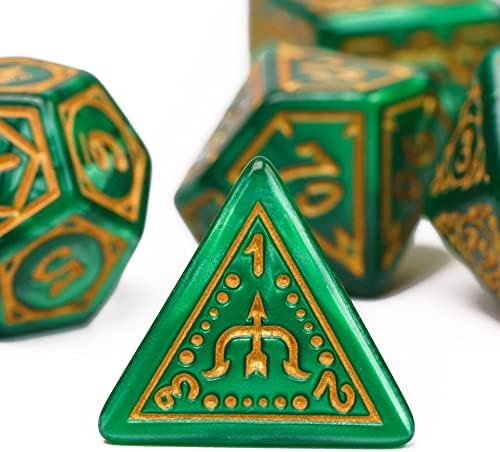 Cusdie 7Pcs/Set DND Dice Set D&D Polyhedral Dice for TTRPG Dungeons and Dragons Role Playing Dice Games RPGs(Green Druid) - 3