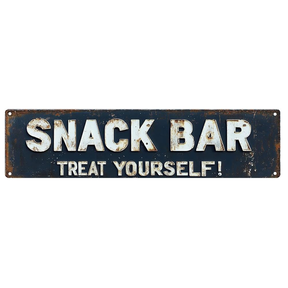 Horienteeon Vintage Snack Bar Sign Retro Kitchen Metal Sign for Home Street Shop 10x40cm Metal Signs for Indoor/Outdoor Use Plaque