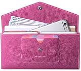 Borgasets Women's Wallet Leather RFID Ultra Thin Envelope Purse Travel Clutch with ID Card Holder an