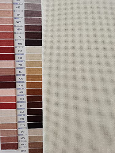 Image of KCS 4 /6 pc of 12 inch x 18 inch 30cmx45cm 16CT Counted Cotton Aida Cloth Cross Stitch Fabric (Cream+Khaki, 4 pc)