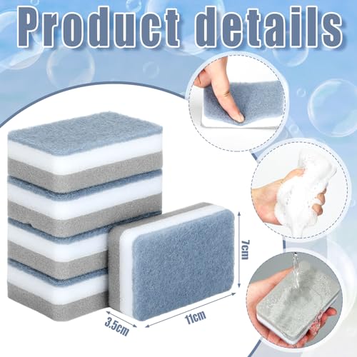 Image of Sponges Wrapped 48 Pack Kitchen Dishwashing Sponge Bulk Non Scratch Scouring Pad Odor Free Grey Sponge Wipes Suitable Household Cleaning Dishes for Travel Apartments