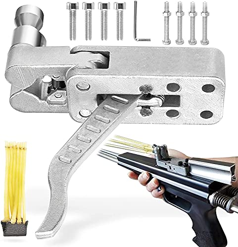 Stainless steel slingshot release device,bullet launch automatically, slingshot trigger, 8 screws and 1 rubber band leather packaging, suitable for DIY slingshot rifle trigger / hunting slingshot.