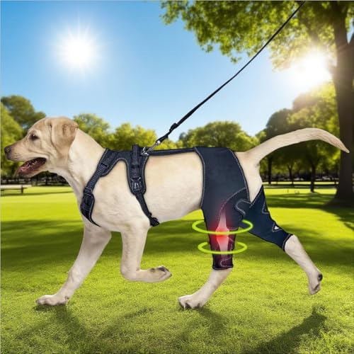 Image of Adjustable Dog Knee Brace with Leash, Hind Leg Support for Joint Pain, ACL Injury Recovery, Anti-Lick Wrap Harness Set