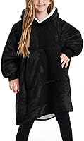 Vista 1 de Manta de gran tamaño con capucha para niños, mullida, mullida, cómoda, gigante, para niños y adolescentes, Negro