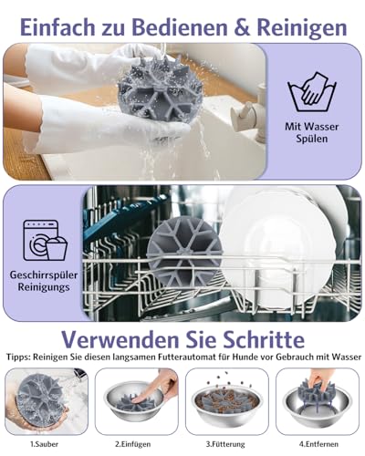 OQIMAX Anti Schling Napf Hund, Slow Feeder Hundenapf Einfügung, Langsame Fütterung mit Saugnapf für Hunde Katzen, Anti-Choke Kieselgel Hundenäpfe Einfügen, Entlastet die Verdauung, Überessen