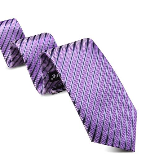 Image of Barry.Wang Tie Sets for Men Silk Stripe Necktie Woven Checkered Handkerchief Cufflinks Formal Business Wedding