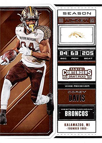 Corey Davis football card (Western Michigan Broncos) 2018 Panini Draft Picks Season Ticket #23