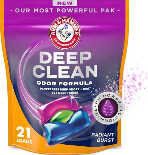 ARM & HAMMER Deep Clean Odor Formula Laundry Detergent Power Paks, 21 Count
