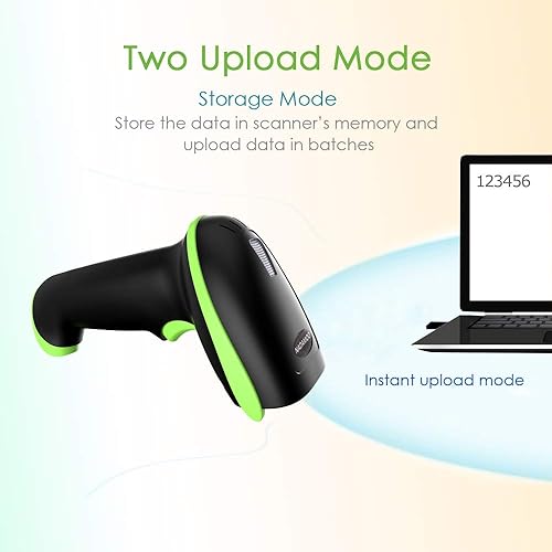 Miniatura 6 de NADAMOO Escáner de código de barras inalámbrico 2D con soporte, compatible con Bluetooth y conexión inalámbrica 2.4G y por cable, escáner de código