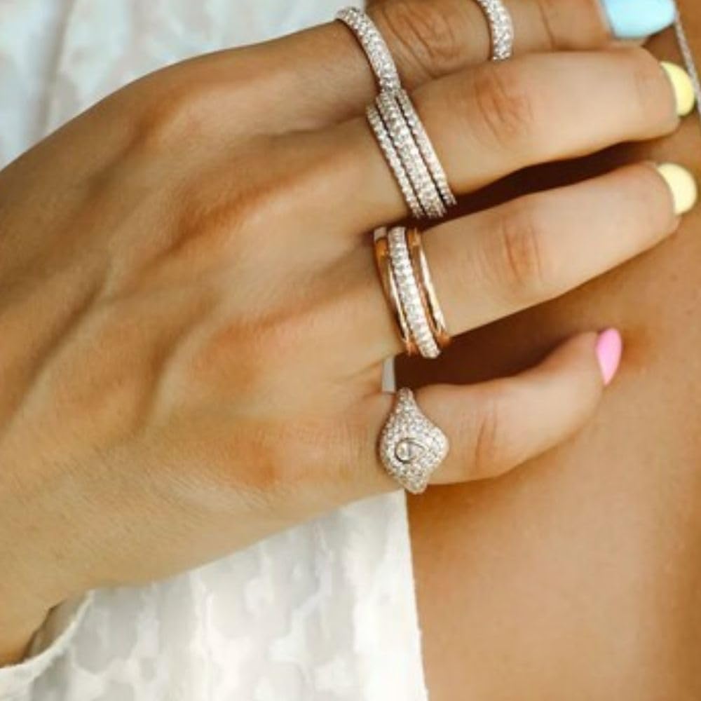 icedout 1 Ct Pear Cut Diamond Bezel Set Solitaire Pinky Signet Engagement Ring For Women 14K Gold Plated Stackable Pinky Ring 925 Sterling Silver Handmade Personalized Anniversary Ring Gift For Her