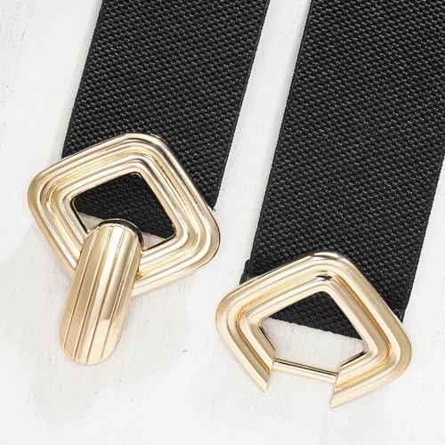 Suyi Wide Elastic Belt for Women Stretchy Gold Buckle Waist Belt for Dresses4