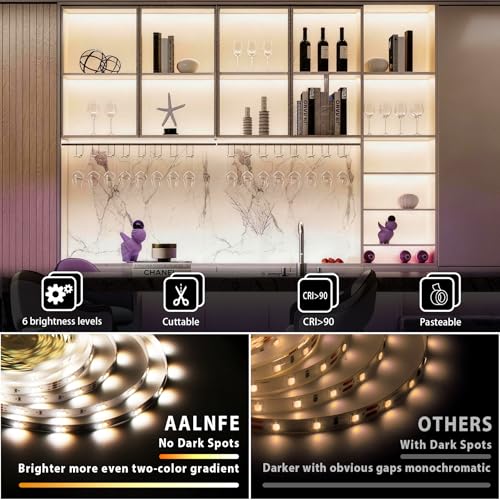 Image of 2 Set 10 Ft LED Strip Lights, 24V Dual White & Warm White LED Strip Light Kit, Tunable 3000K-6000K with Dimming & Color Temperature Adjustment for Bedroom, Mirror, Home Lighting