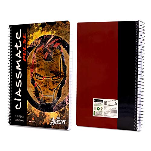 Image of Classmate Octane Neon Gel 25s Jar- 25 Blue Gel Pens Pulse Single Line 5 Subject Notebook - 267mm x 203mm, 60GSM, 250 Pages