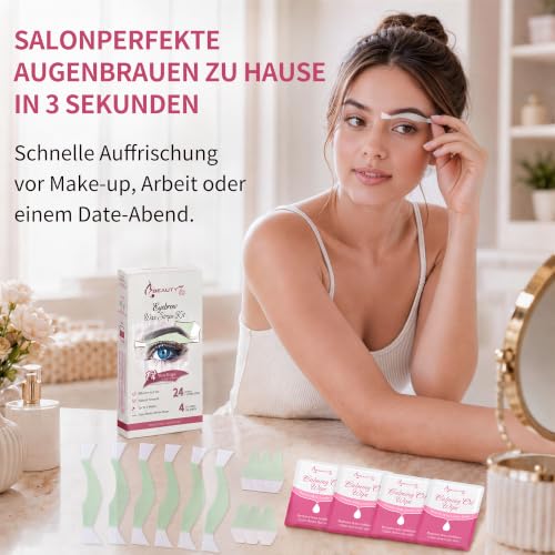 Beauty7 Augenbrauen Wachsstreifen, 24 Stk, Kaltwachsstreifen, 4 Öl-Tücher – Ansicht 4