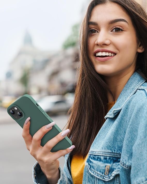 Image of MIDOS Back Cover Compatible with iPhone 15 Case Liquid Silicone Full Protection Shock Proof Back Cover for iPhone 15 (Pine Green)