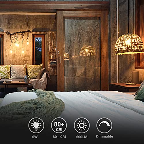 Myemitting Vintage Led Edison Bulb, St19 6W Led Bulbs 60 Watt Equivalent, Led Dimmable 600Lm Antique Flexible Spiral Led Filament Light Bulb, 2700K Warm White 80+ Cri, Clear Glass E26 Base 6 Pack #TOP3