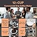 VONCI 1610W Commercial Coffee Maker, 12 Cup Drip Coffee Machine, 2 Glass Carafes and 2 Warmers, Stainless Steel Housing & Funnel, Industrial Coffee Maker for Offices, Hotels, Home