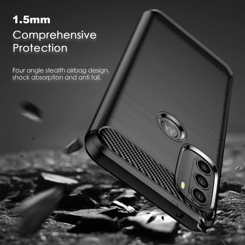 Image of Hybrid Carbon Fiber Back Case for Moto G71 (Black)