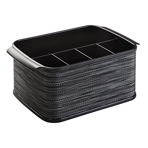 InterDesign Twillo Silverware, Flatware Caddy Organizer for Kitchen Countertop Storage, Dining Table - Black