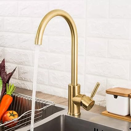 B Backline Brass Single Lever Kitchen Sink Tap Faucet Tap Sink Faucet 360 degree Rotatable Kitchen Water Tap (Gold)
