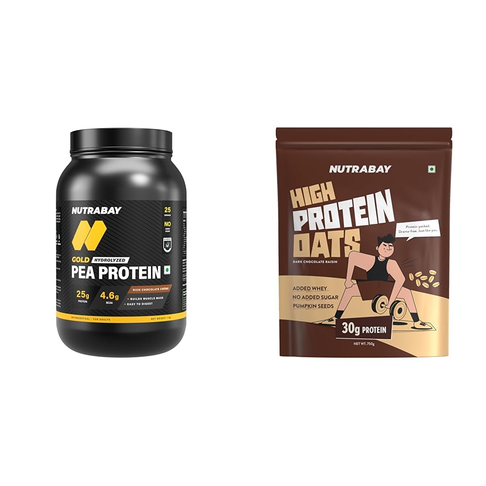 NUTRABAY Gold 100% Pea Protein Powder - 1kg, Rich Chocolate Crème | 25g Protein, 4.6g BCAA, 5g Fiber | Complete Amino Profile | Tastiest & Smoothest Vegan, Plant Protein | Muscle Gain & Fast-image-23