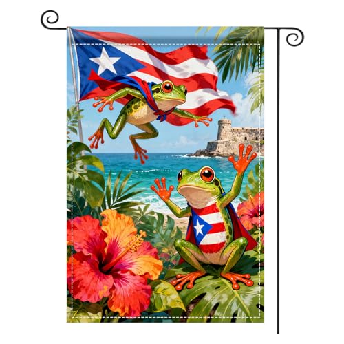 Image of Nuxovilar Funny Coqui Frogs Garden Flag 12x18 Inches Polyester