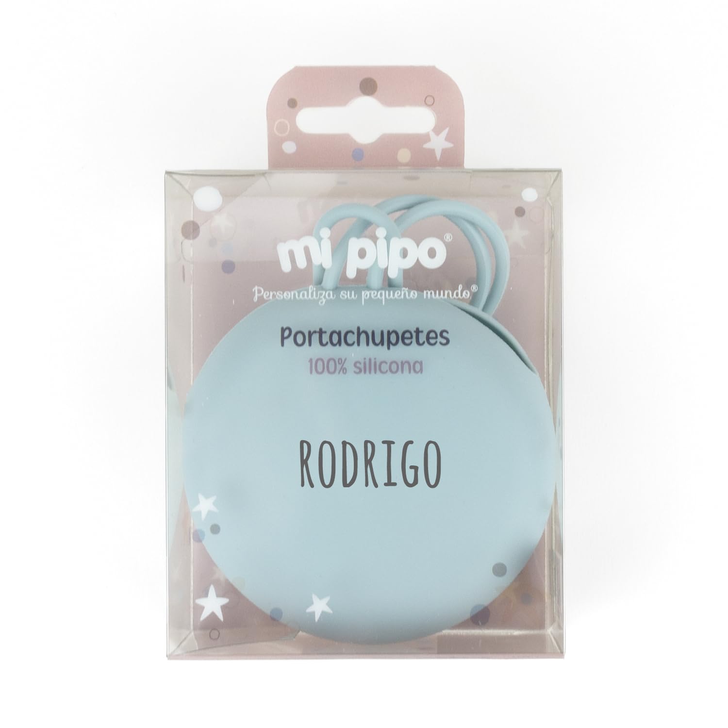 Portachupete Bebe Personalizado Gummy | Caja Chupetes bebes Silicona de Grado Alimentario, Libre de BPA, Seguro | Personalizado con Nombre, Para 2 Chupetes, Fácil de Limpiar | Azul Soft