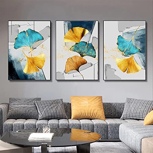 Affiches feuilles d'or style nordique pour salon moderne