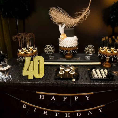 Image of TONIFUL 40th Birthday Decoration for Men and Women,40th Anniversary Decoration,Glod Glitter 40th Birthday Centerpieces for Party Decoration,Number 40 Centerpiece Table Decoration
