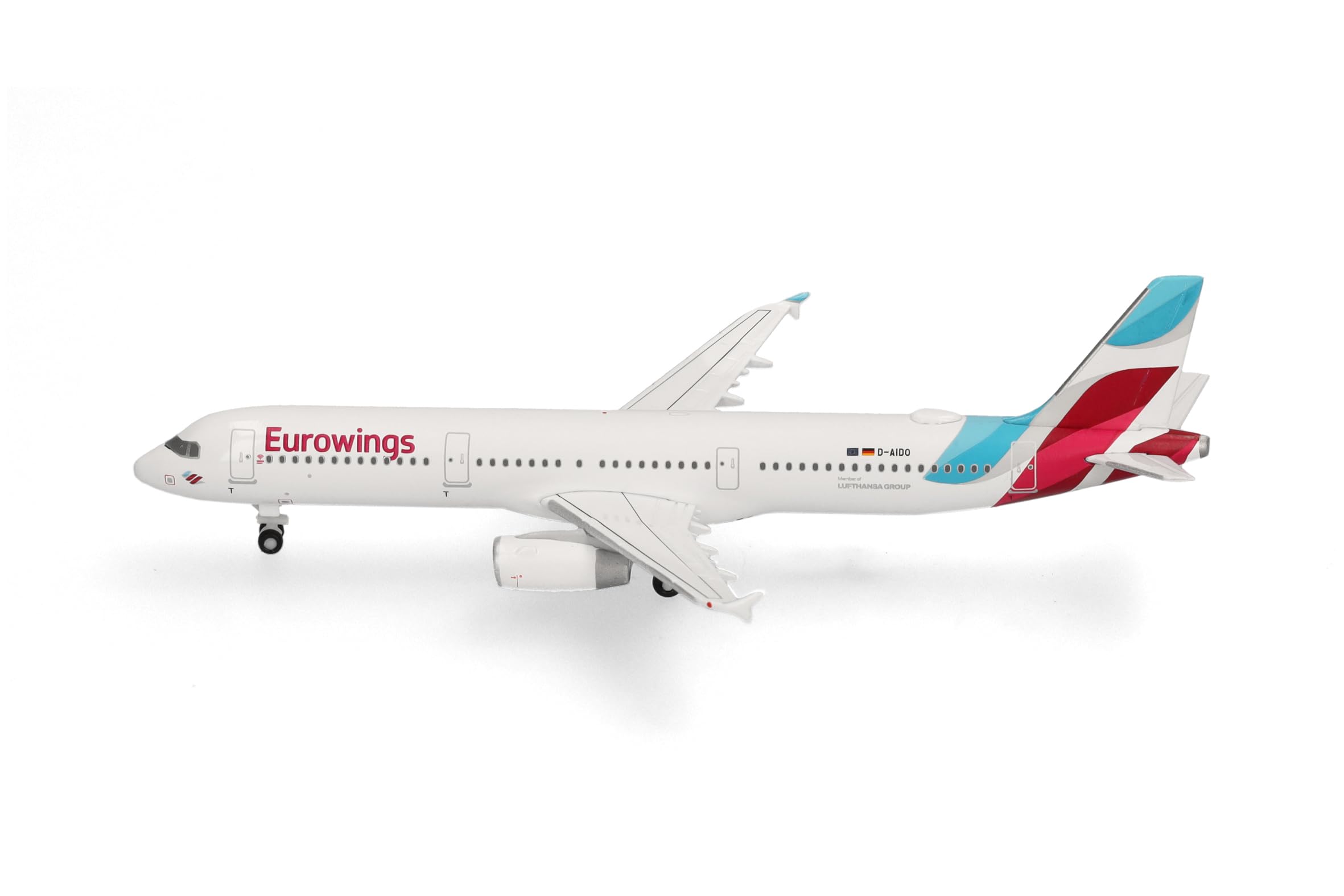 Herpa Modellflugzeug Eurowings Airbus A321-200, Miniatur im Maßstab 1:500, Sammlerstück, Flugzeug Modell ohne Standfuß, Metall