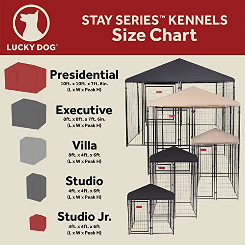 Lucky Dog Stay Series Studio Jr. Kennel – Premium Design, Waterproof and UPF 50+ Canopy Cover, All-Steel Frame, 4\'W x 4\'L x 4\'4\"H, Steel Grey