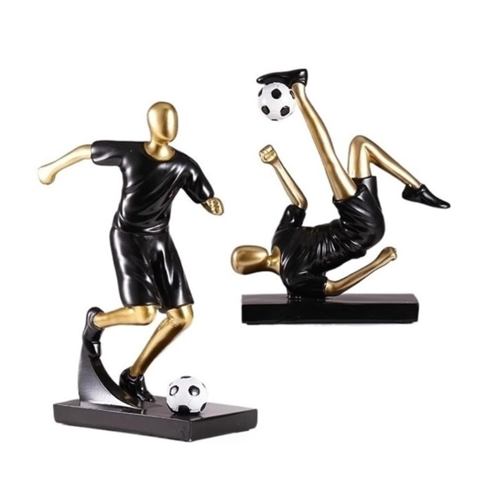zhuyanbo007 Desk Statue, 2-pack Creative Resin Figure Football Ornaments Office Desktop Living Room Home Decorations