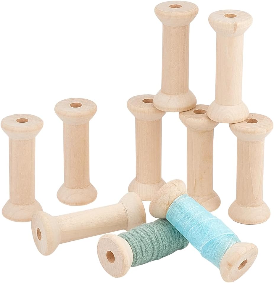 Amazon.com: OLYCRAFT 10pcs Wooden Spools 3.1x1.3 inch Unfinished Empty ...