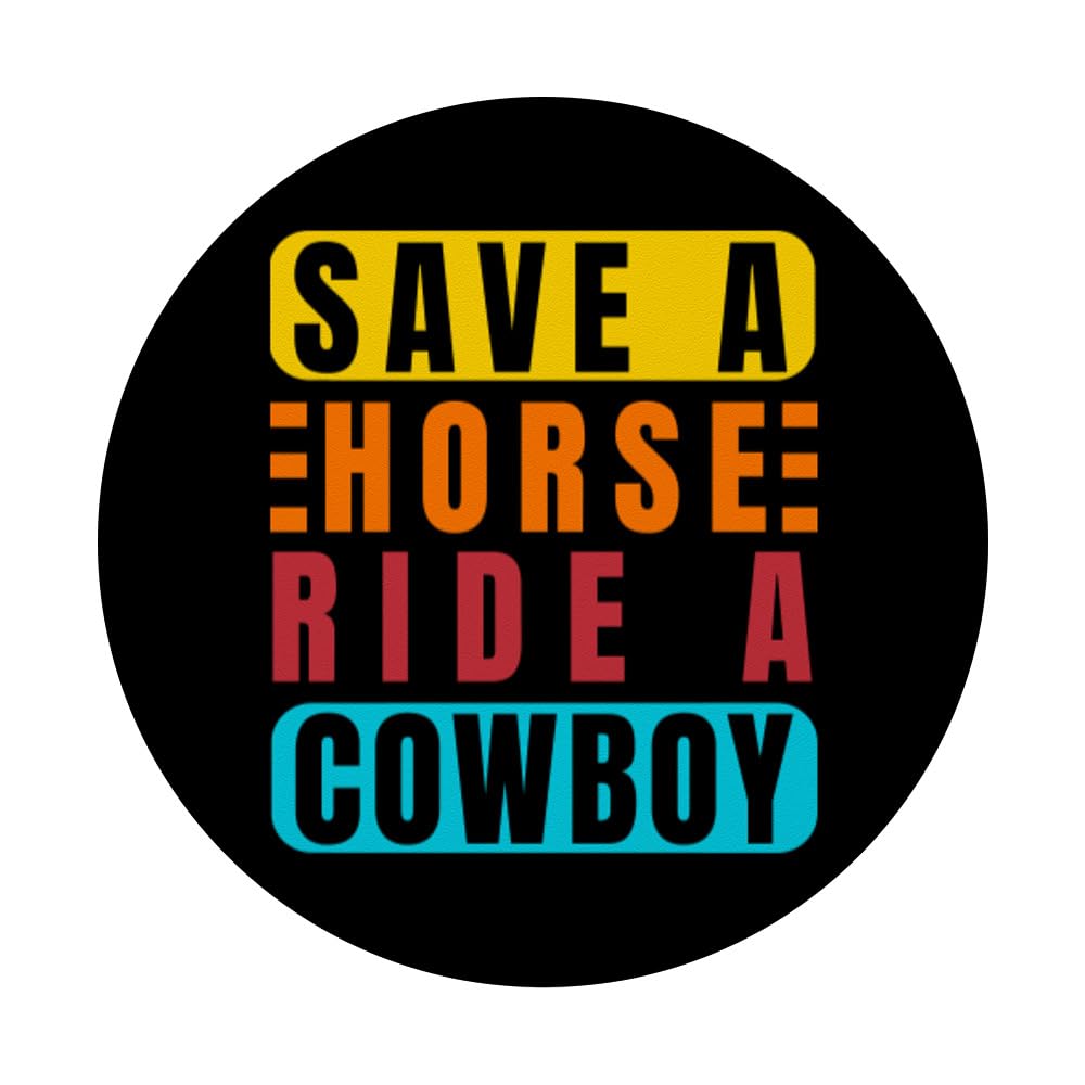Save A Horse Ride A Cowboy - Rodeo PopSockets Swappable PopGrip, Black - Image 3